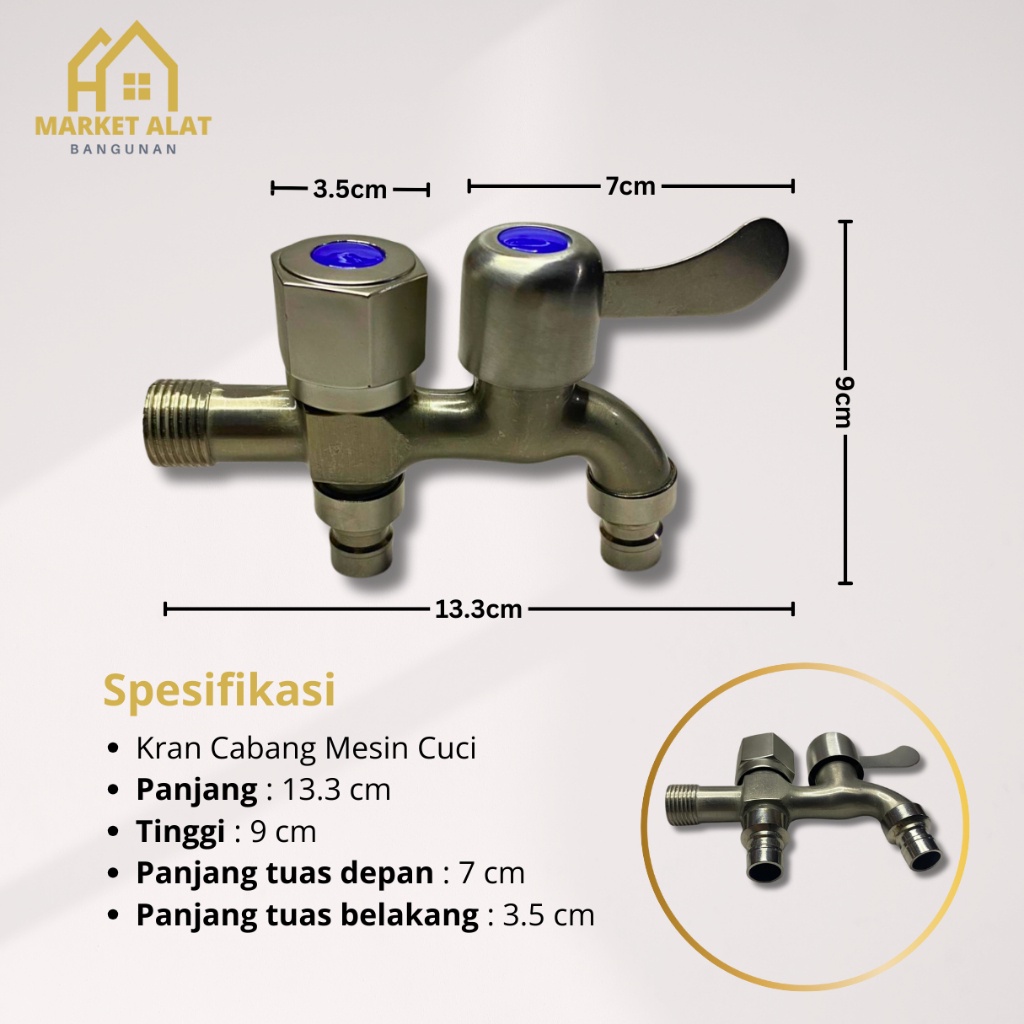 Hjk Kran Cabang Shower Mesin Cuci SUS 304 - Keran Shower