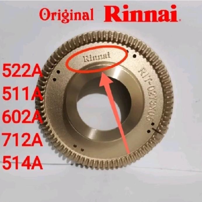 Burner original rinnai 522A 602A 712A