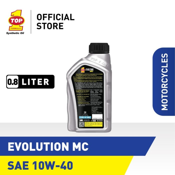 OLI TOP 1 TOP1 EVOLUTION MC ESTER SMOOTH 10W40 800ML 100% SYNTHETIC