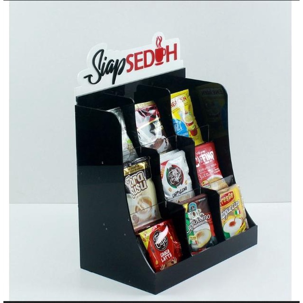 KUYY AKRILIK RAK KOPI 9SLOT / DISPLAY RAK KOPI SIAP SEDUH COD