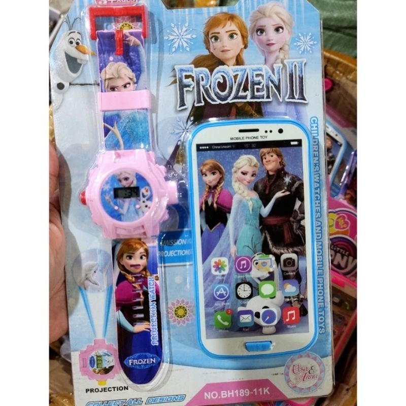 TERBARU Jam Tangan Anak Hp Led Proyektor + Mainan HP Musik 1 SET Karakter