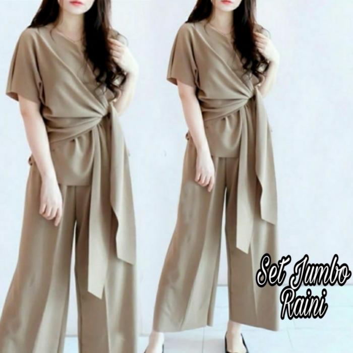 DISKON [HNFK] Stelan Wanita Korea / Stelan Jumbo Raini / Outfit OOTD Wanita Kekinian /Pakaian Wanita