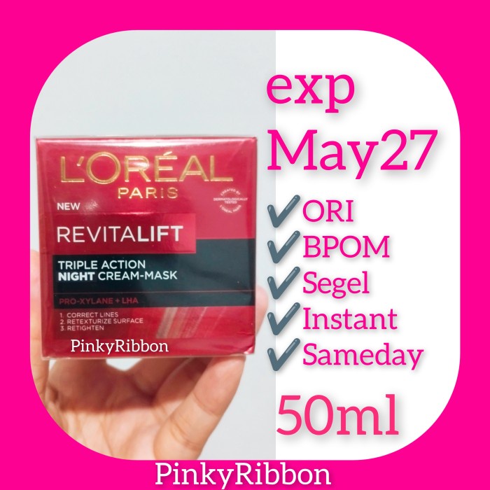 50ml Loreal Revitalift Triple Action Night Cream Mask Laser X3