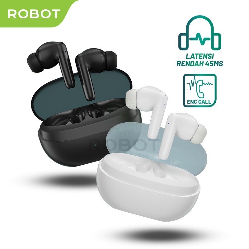 ROBOT TWS T30NC Wireless Earphone Airbuds PLUS Original BT 5.3 Original Garansi 1 Tahun