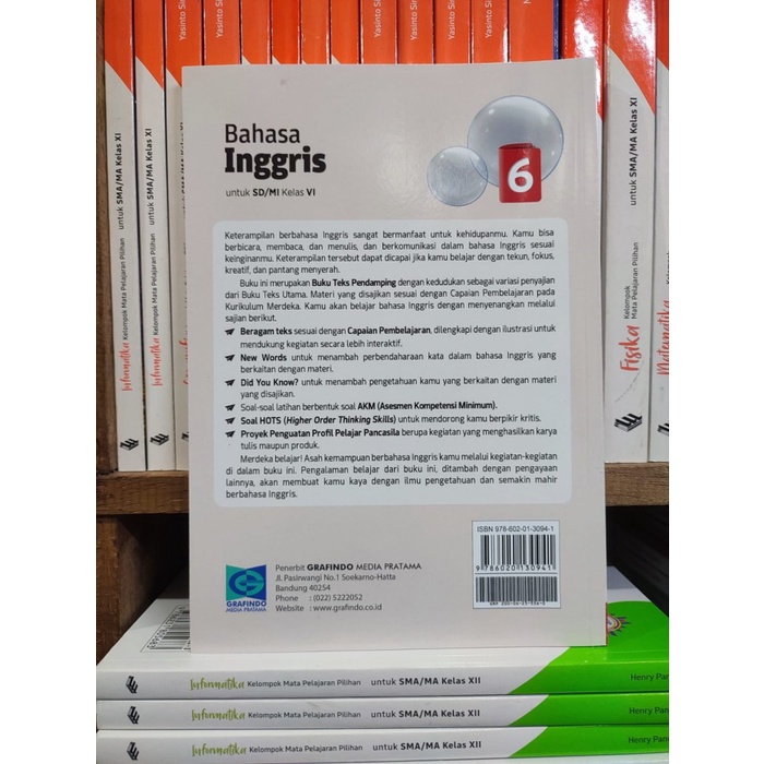 

SALE !!! BUKU BAHASA INGGRIS KELAS 6 SD/MI KURIKULUM MERDEKA GRAFINDO READYY
