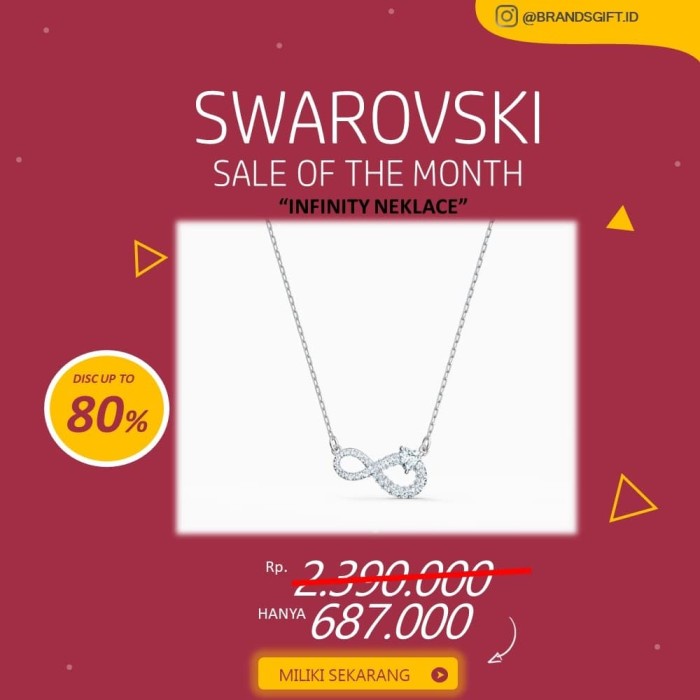 PROMO KALUNG SWAROVSKI INFINITY NEKLACE RHODIUM PLATED ORIGINAL 100%