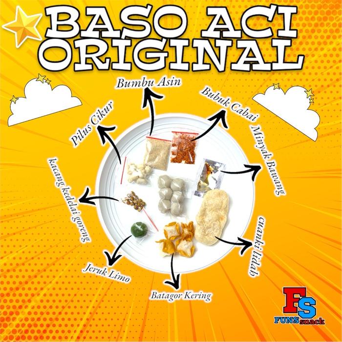 

PAKET USAHA 13 BUNGKUS BASO ACI ORIGINAL FUNSSNACK Food Makanan Kuah Kaldu Pedas Bawang Chili baso