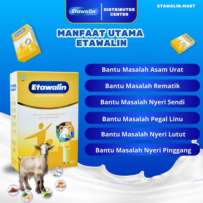 

Etawalin 4 BOX Susu Kambing Etawa Original BPOM & HALAL 200gr untuk Masalah Tulang & Sendi Bubuk