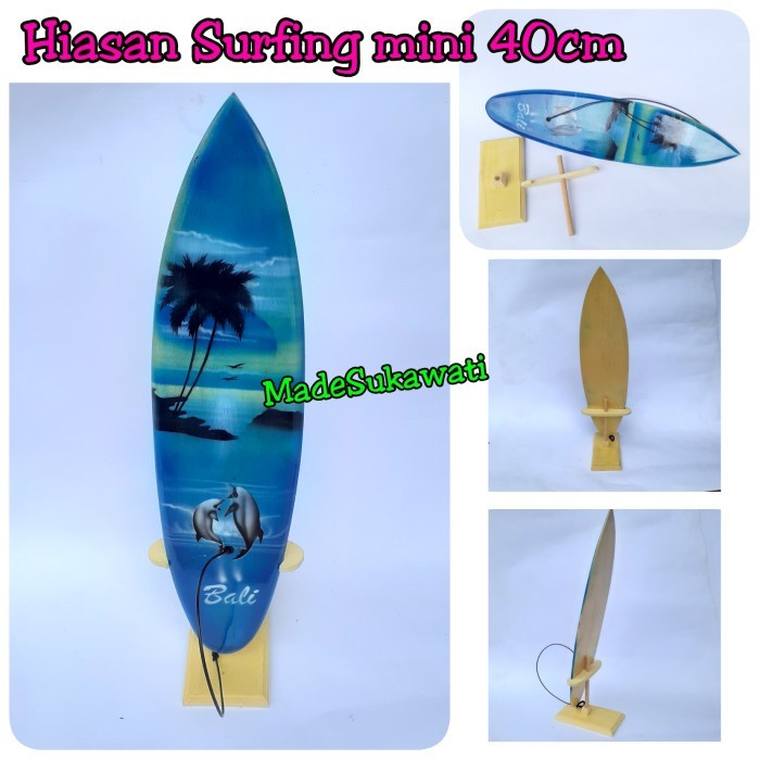 Produk Terbaik] Kerajinan bali papan surfing kayu 40cm 30cm Hiasan meja pajangan miniatur