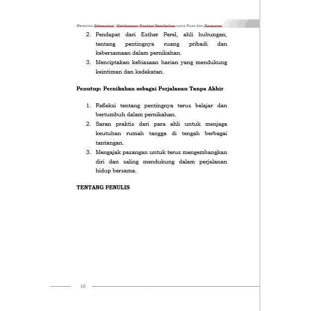 

Produk Terbaru Buku Bersama Selamanya: Membangun Pondasi Pernikahan Yang Kuat Dan Harmonis Penulis