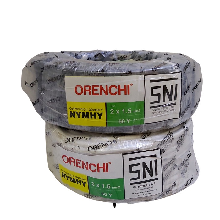 Kabel NYMHY Orenchi 2 x 1.5 SNI Kabel Listrik Serabut Tembaga 2x1.5