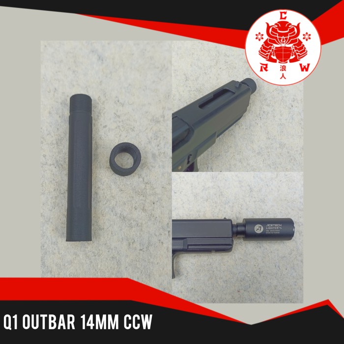 Sale Terbatas Q1 Glok Outbar 14Mm Ccw Outer Barrel Silencer Adaptor G18 G18C G17 Spring Upgrade Aman