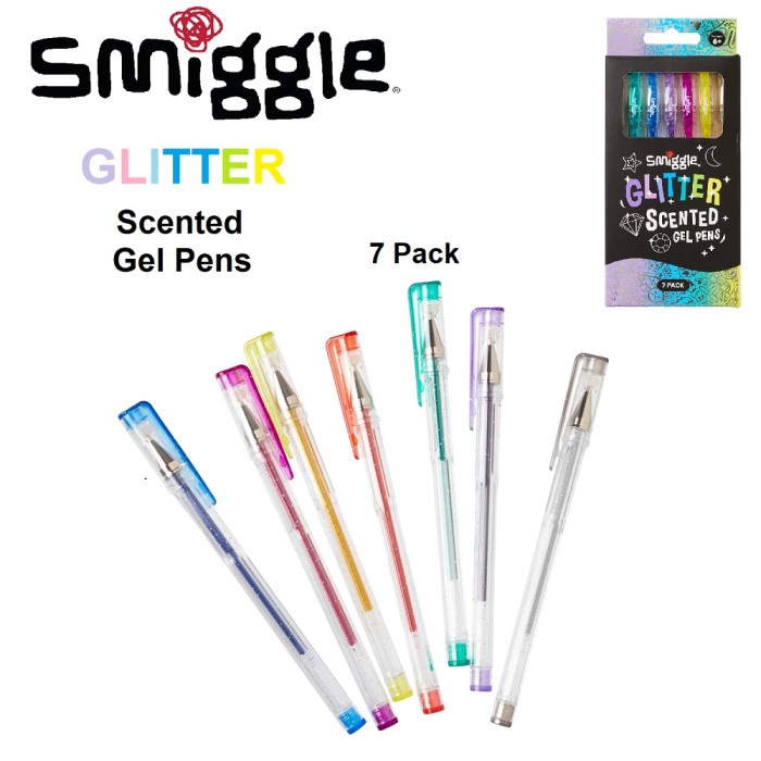 

Ori Smiggle Glitter Scented Gel Pens Pack X7 Pulpen Original