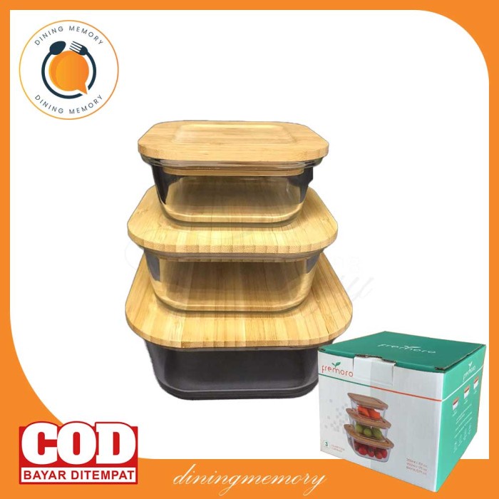 Fremoro Square Food Container Kotak Makan Lunch Box per Set