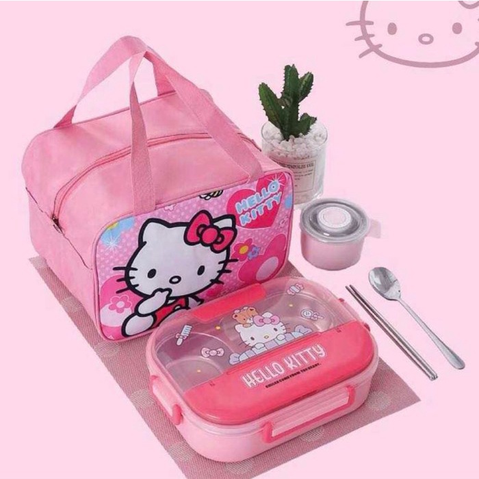 Stainless Lunch box set with bag kotak makan anak stainless dengan tas