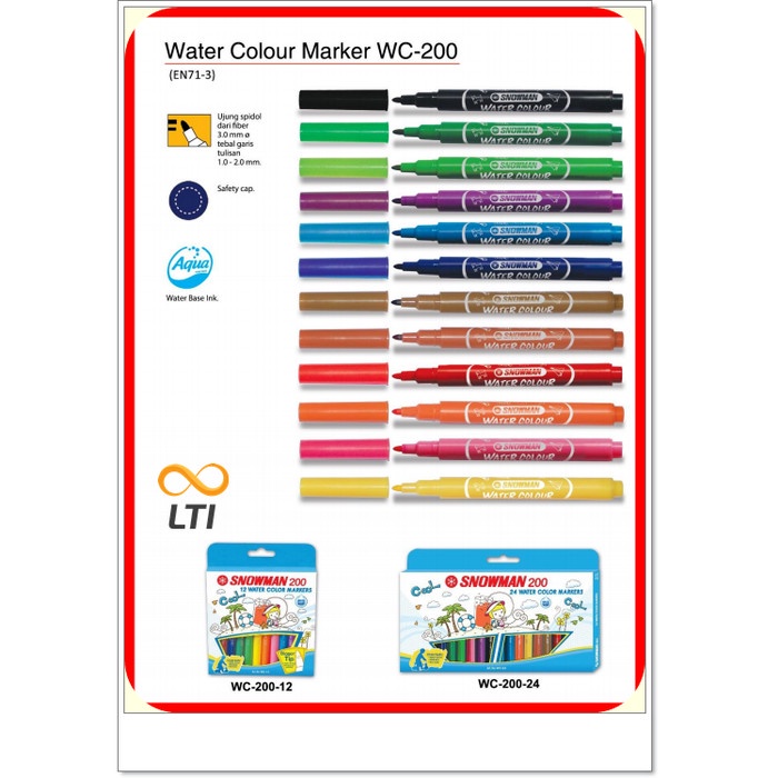 

JTTOP" TERLARIS !! SNOWMAN WATER COLOUR MARKER WC-200-24
