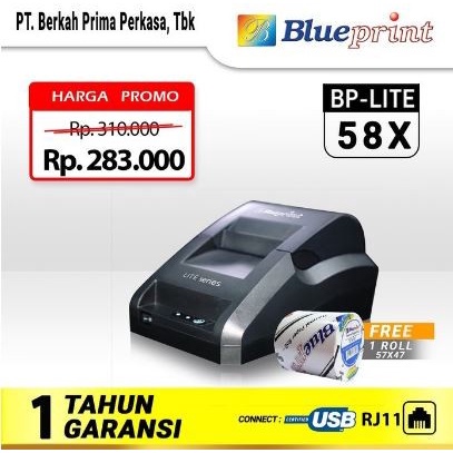 Printer Thermal POS 58X Blueprint Lite 58 X (USB+RJ11). NO Bluetooth