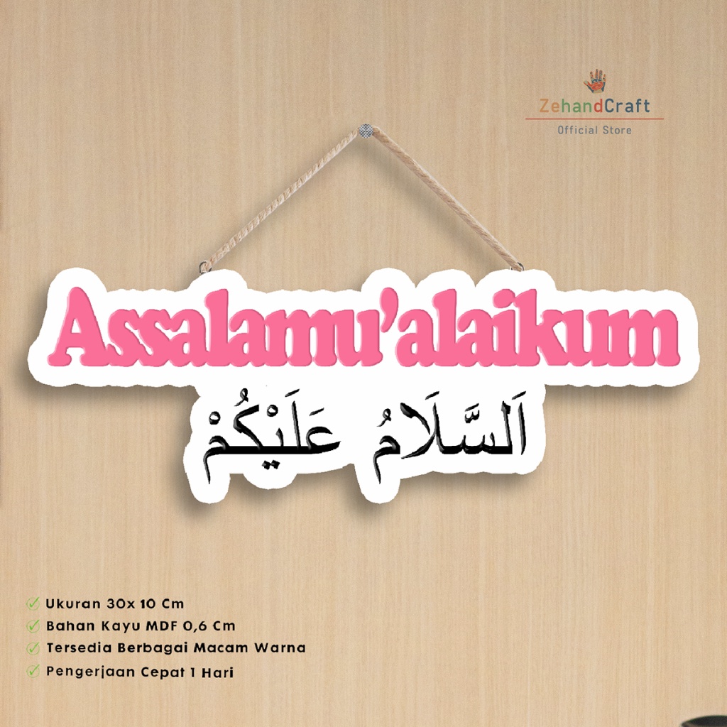 Gratong Zehandcraft - Hiasan Dinding Pintu Assalamualaikum / Gantungan Pintu Assalamualaikum