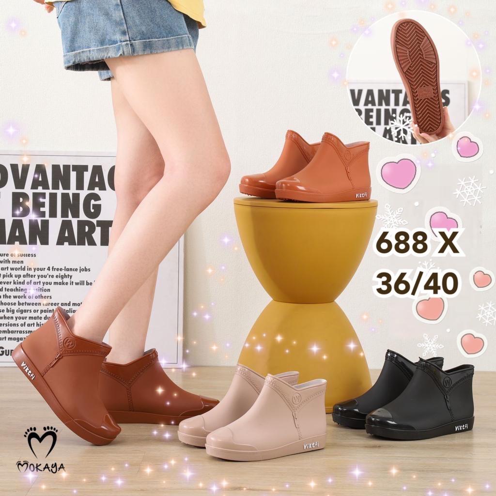 Gratong Sepatu Boots Korea Karet Jelly Pendek Wanita Fashion Anti Air Hujan Lentur Pendek 12 Cm