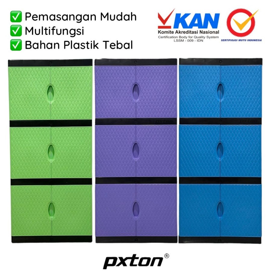 Tahan Lama Lemari Pakaian Plastik Diamond / 3 Susun / Rak Plastik / Rak Pakaian Plastik 3 Susun