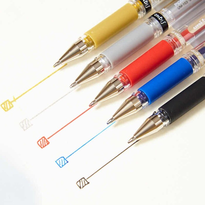 

HJK PULPEN GEL PERAK SILVER GOLD EMAS UNIBALL SIGNO UM-153 1.0 MM MEDIUM