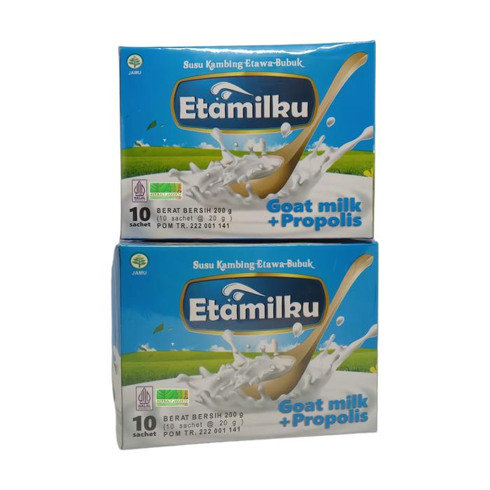 

terbaru !!! paket 4 box susu etamilku susu kambing etawa bubuk plus propolis ready