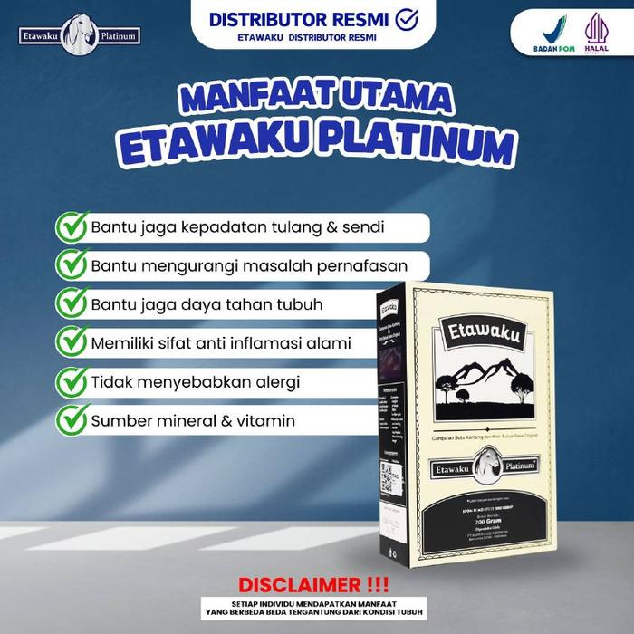 

terbaru !!! susu etawaku original 2 box 200 gram bpom halal distributor resmi [bisa cod] ready