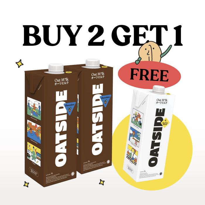 

terbaru !!! (buy 2 get 1 free) oatside oatmilk chocolate 2l + barista blend 1l susu oat rasa cokelat