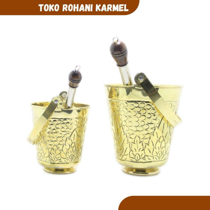 

Ready Tempat Air Suci Kuningan (Sedang) / Ember Misa + Hisop Katolik