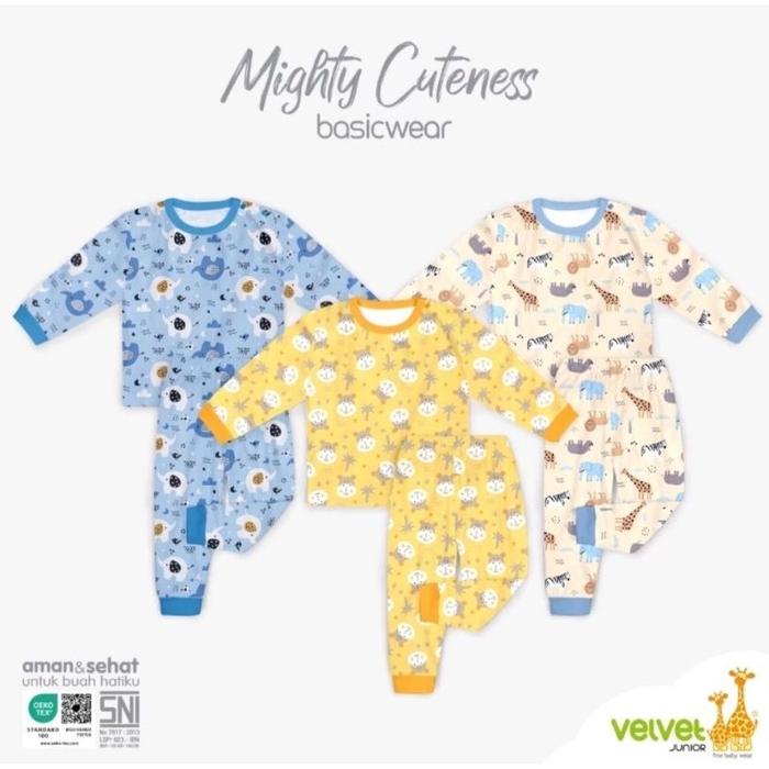 (3 Pcs) Velvet Junior Motif Terbaru Baju Tidur Piyama Anak Bayi Laki Laki Perempuan Promo