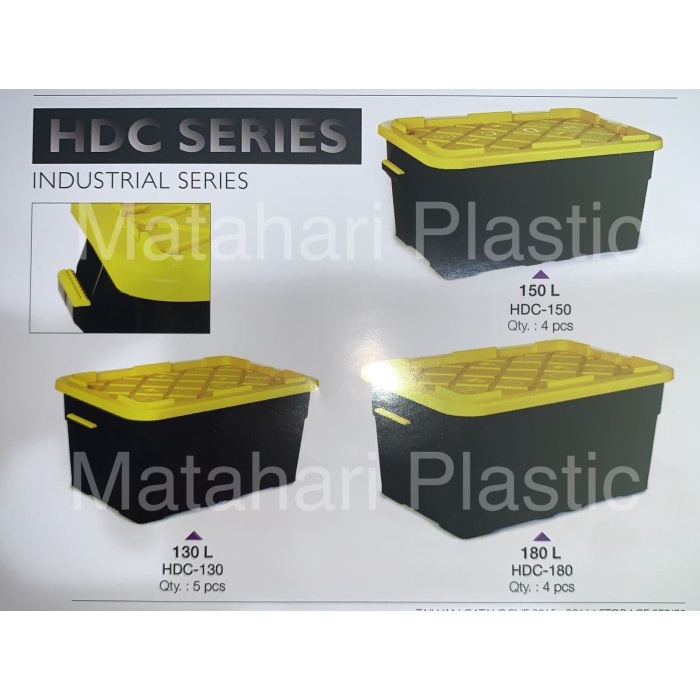 TERLARIS Box container industrial hitam dengan roda 130 liter HDC130