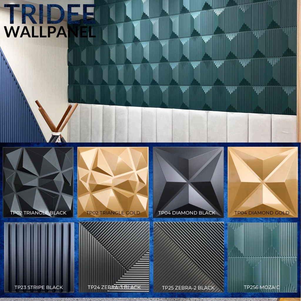 Tridee Wallpanel Triangle Diamond Wallpaper Dinding Dekorasi Wall Panel 3D Dinding Pvc