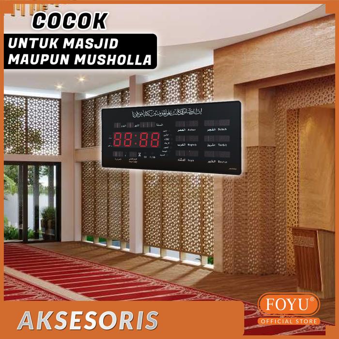 Jam Digital LED Display Dinding Otomatis Jadwal Sholat 5 Waktu Suara Adzan Mushola Masjid