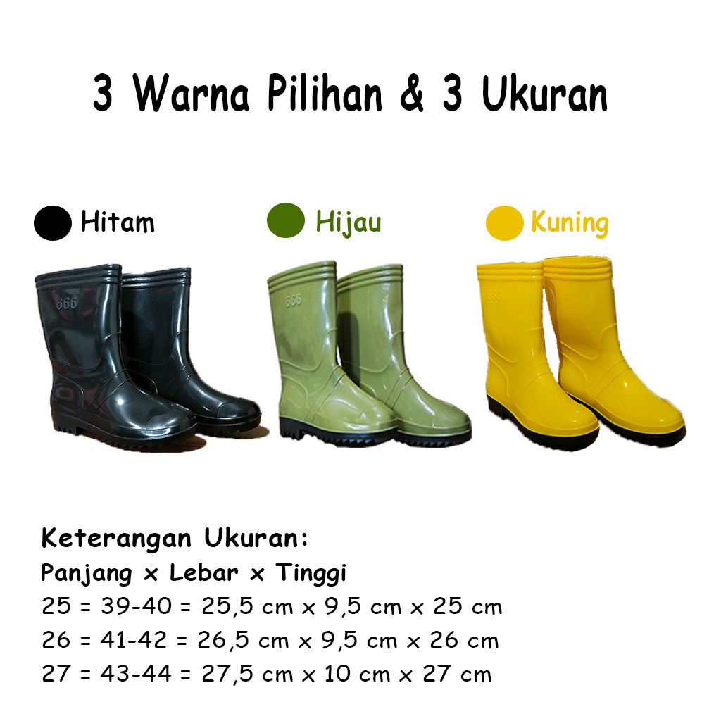 TERMURAH SEPATU BOOT PRIA WANITA KARET HIJAU KUNING HITAM SEPATU BERTANI BERKEBUN PROYEK ANTI SLIP