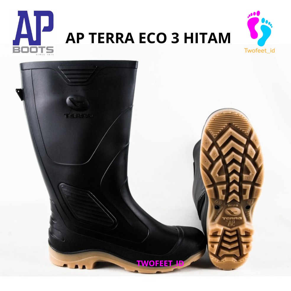 BIG SALE SEPATU AP BOOTS TERRA ECO 3 HITAM - AP TERRA ECO 3 KARET TINGGI HITAM - AP BOOTS TERRA ECO