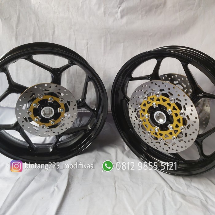 Populer Velg Axio R15 V3 Vixion R Mt15 Double Disk Depan Tapak Lebar Hitam