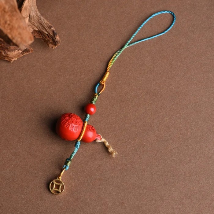 

Terlaris Hand Woven Cinnabar Small Gourd Olivary Nucleus Phone Pendant SALE