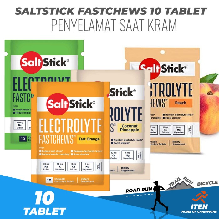 

Saltstick salt stick fastchews anti kram tablet garam kunyah untuk pelari dan semua olahraga