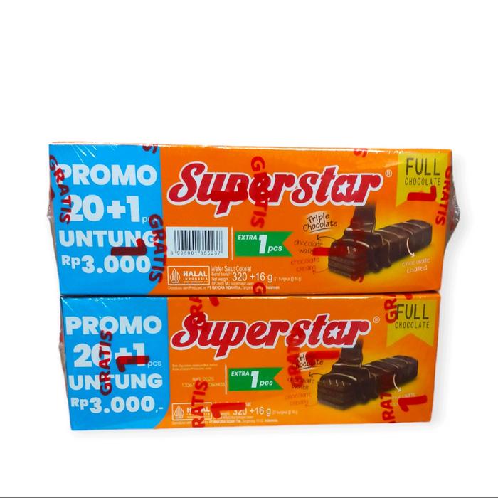 

SALE !!! SUPERSTAR TRIPLE CHOCOLATE 12,5GRAM PER DUS ISI [ 8X20 ] SNACK BETTER READYY