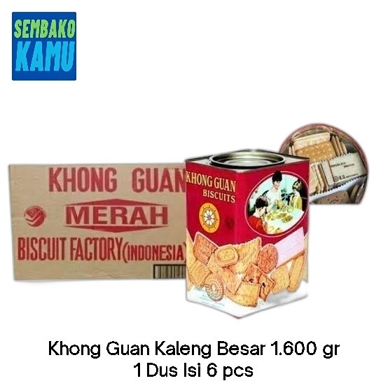 

SALE !!! KHONG GUAN BISKUIT KALENG MERAH 1600 GR - 1 DUS ISI 6 PCS READYY