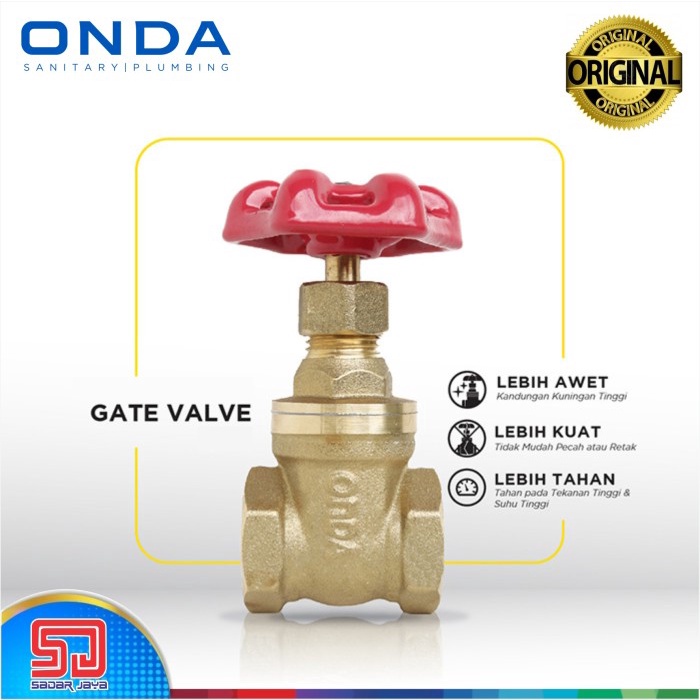 Sale Terbatas Gate Valve Onda 1 1/2" Katup Stop Kran Kuningan Satu Setengah Inchi Aman