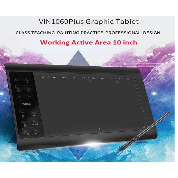 Drawing Graphic Pen Tablet 10 inch VINSA 1060Plus Digital Drawing Pad