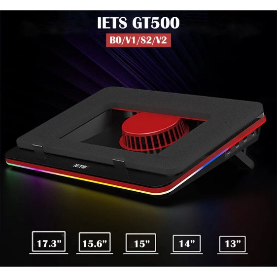 Asli IETS GT500 Kuat Turbo-Kipas RGB Laptop Cooling Pad