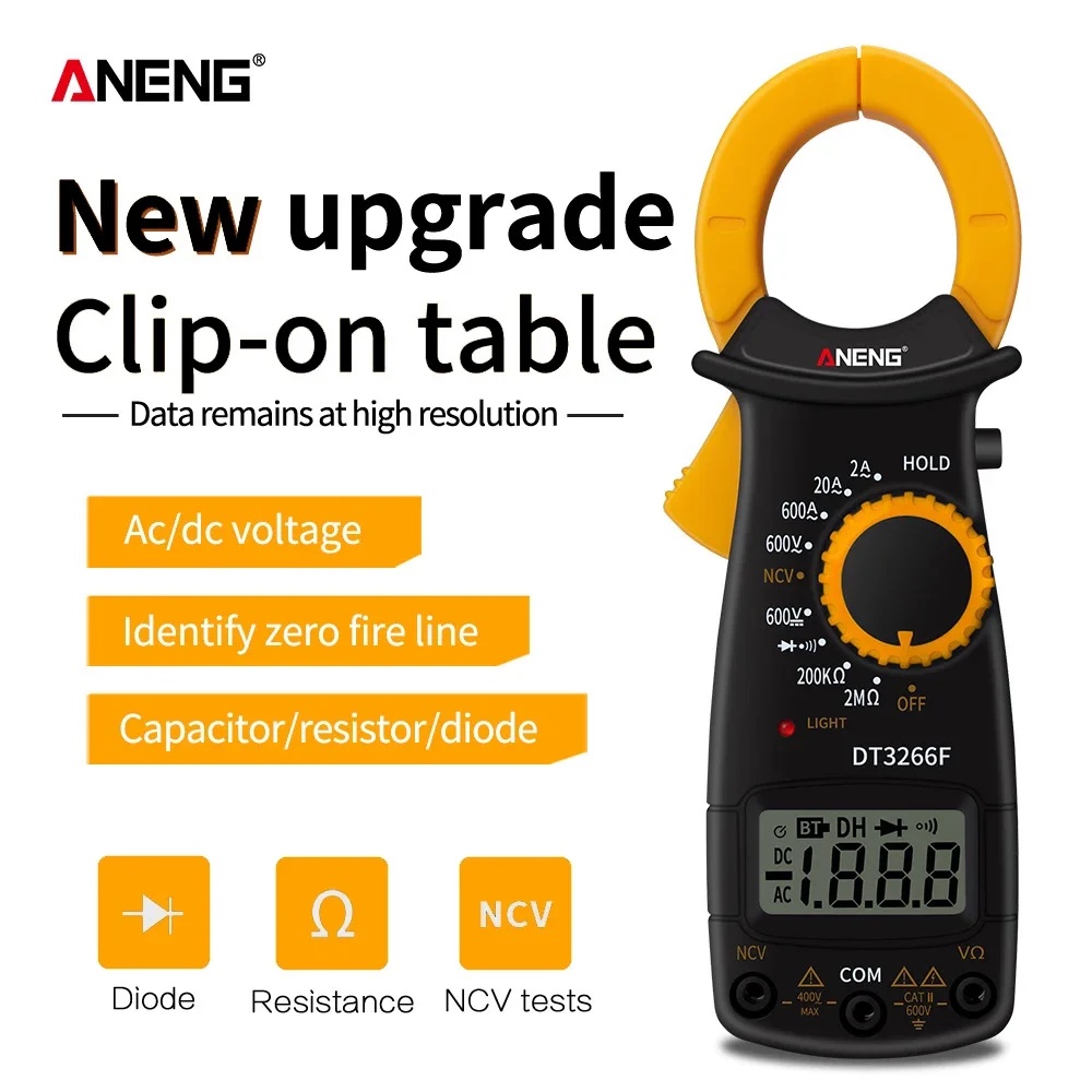ANENG DT3266F Mini Digital Clamp Multimeter Amperemeter Electrical Clamp Meter AC / DC Voltage Resis