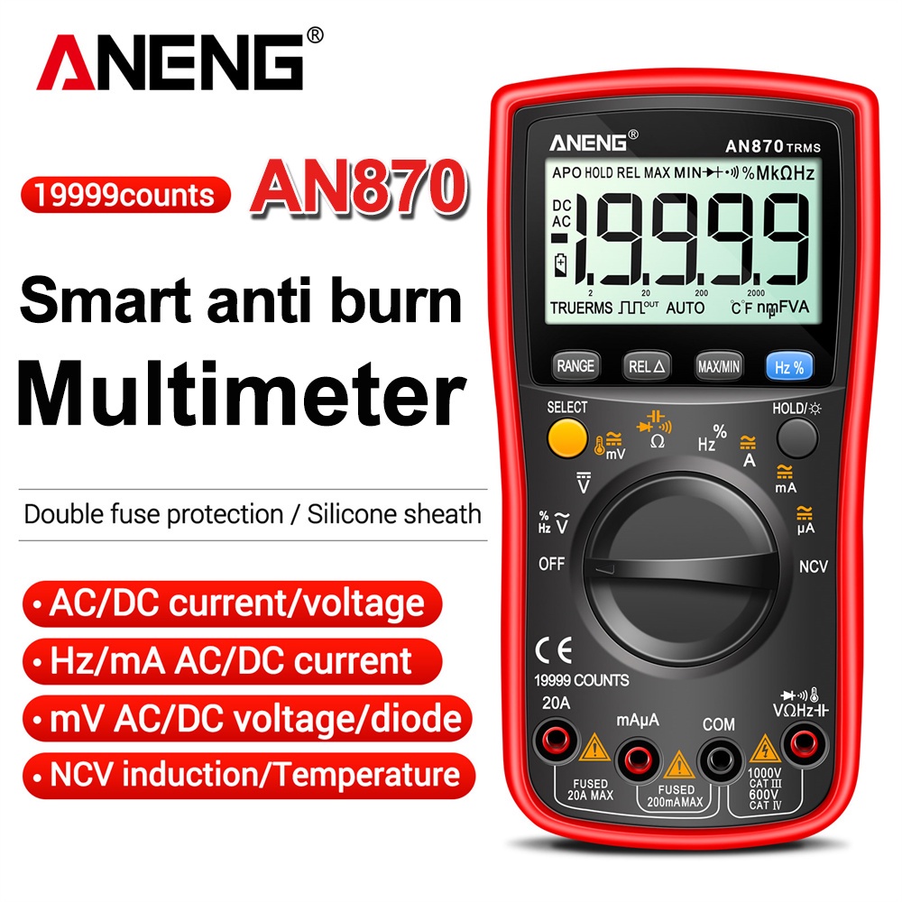ANENG AN870 Digital Multimeter Profesional 19999 Counts AC/Voltage Current NCV Capacitance Resistanc