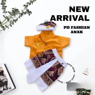 BERGARANSI Pakaian Baju Adat Tradisional Anak Laki set umur 3-9 Tahun ( ples udeng atau blangkon )