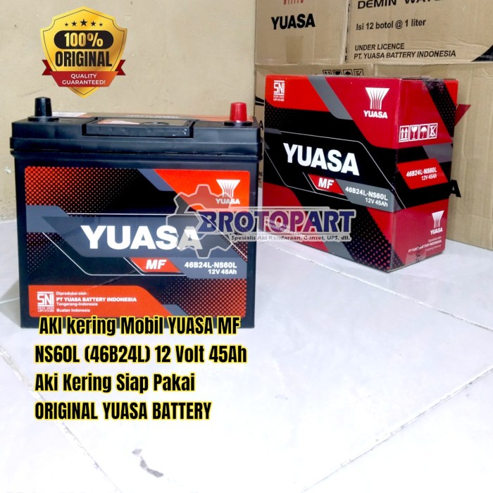 Aki Mobil Yuasa Ns60L 46B24L Mf 12V 45Ah Aki Kering Original Yuasa