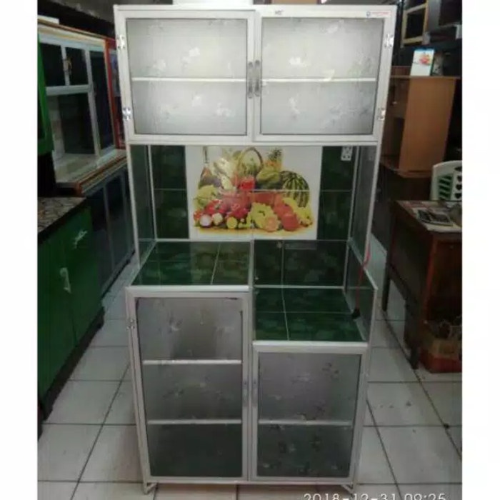 Rak Piring Alumunium 2 Pintu om Ready