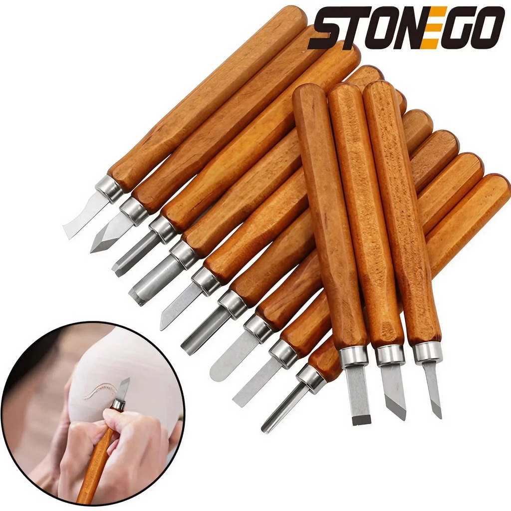STONEGO Wood Carving Chisel Knife Set Carbon Steel Woodworking Tools Beginner-Friendly DIY Hand Craf