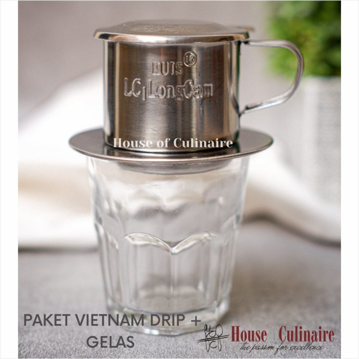 JTTOP" PAKET ALAT KOPI VIETNAM DRIP + GELAS HEMAT
